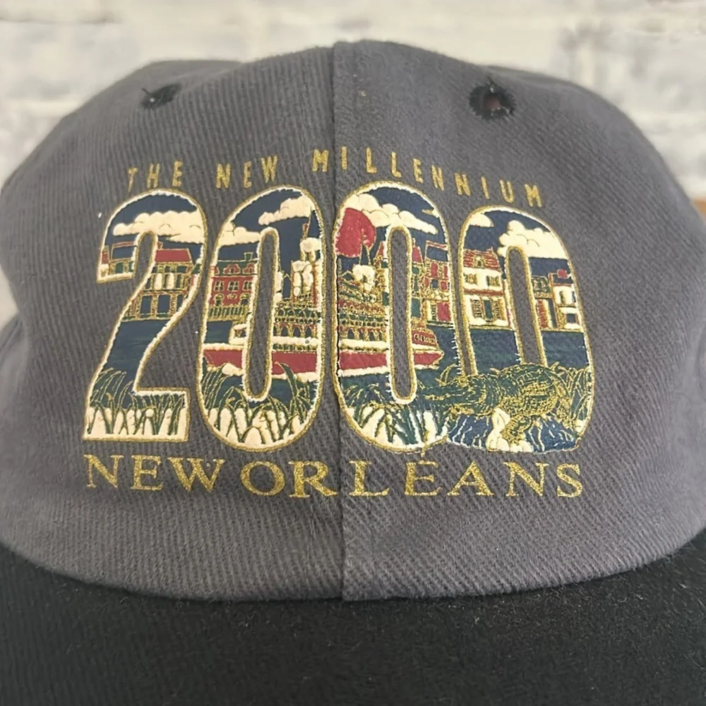 VTG y2k 2000 New Millennium Gray New Orleans Baseball Hat French Quarter Cap